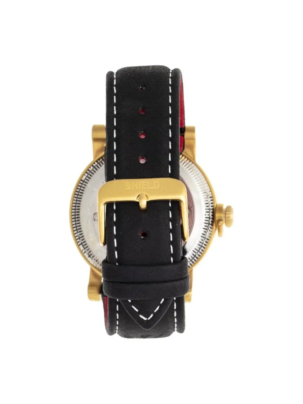 NWT Shield Berge Quartz Black Dial Black Leather Men's Watch